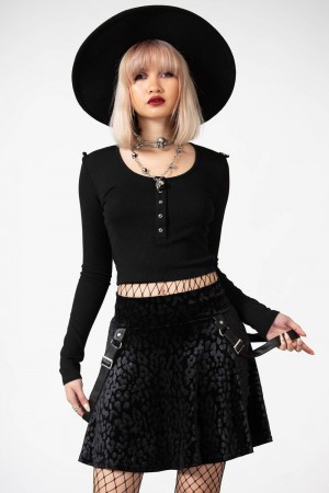 Killstar Kitty Pride Skater Skirt [B] Negros | 43025-RXAU