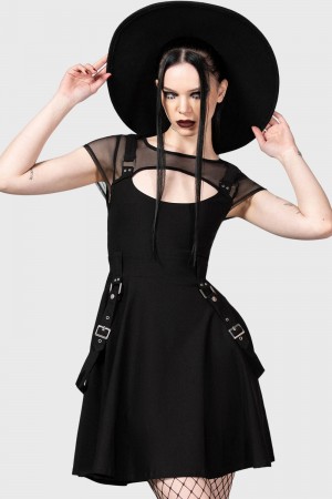 Killstar Kounter Kulture Skater Vestido Negros | 94578-ETCH