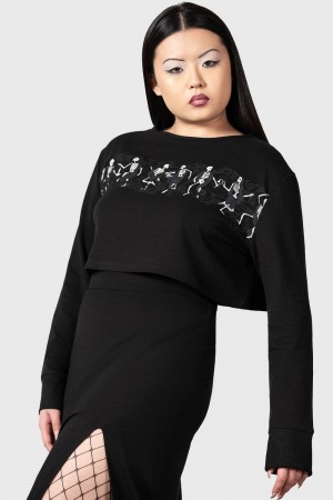 Killstar La Danse Crop Sueter Negros | 83901-FZVM