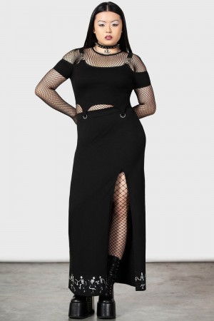 Killstar La Danse Maxi Skirt Negros | 28134-ODZF