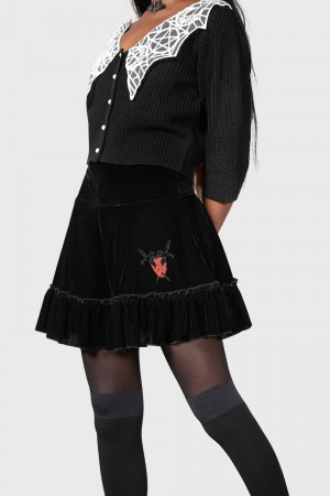 Killstar Lamellae Skater Skirt Negros | 13897-WBGN