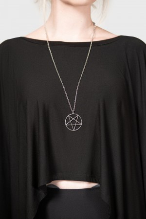 Killstar Lavey Pentagram Necklace [S] Negros | 43698-LNWX