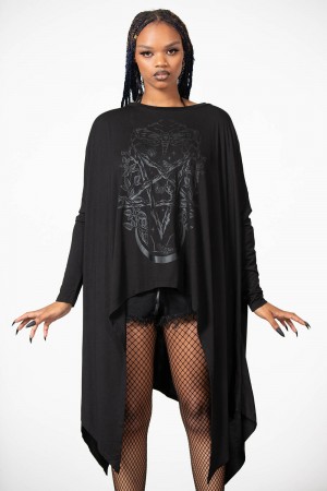 Killstar Lunar Oversized Top Negros | 26143-JXHA