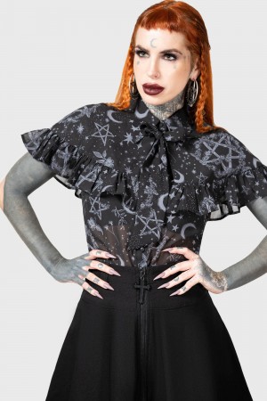 Killstar Lunar Soul Blouse Negros | 10324-ENCR