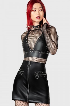 Killstar Madrigal Mini Skirt Negros | 81429-WQDK