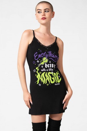 Killstar Magic Night Cami Vestido Negros | 61402-DTZB
