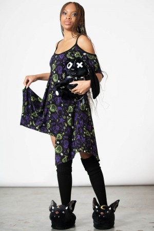 Killstar Magic Slumber Lounge Vestido Negros | 32086-FXLA
