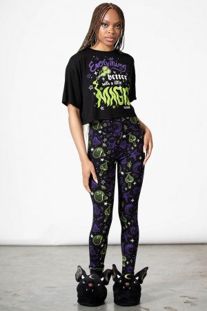 Killstar Magic Vision Leggings Negros | 98052-OQAL
