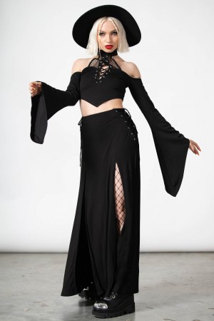 Killstar Maidenhead Cold Shoulder Top Negros | 03918-EXCH