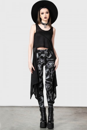Killstar Mandeble Leggings Negros | 28154-FQJT