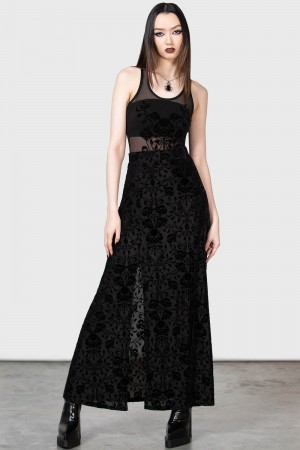 Killstar Marlie Maxi Skirt Negros | 63187-KXEJ