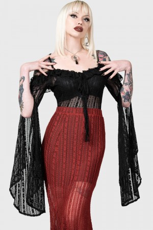 Killstar Melisanda Bardot Top Negros | 90375-QIUY