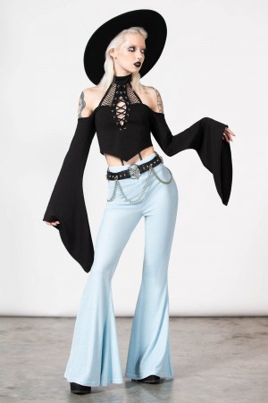 Killstar Moondance Bell Bottoms [PASTEL BLUE] Azules | 85409-YTOZ