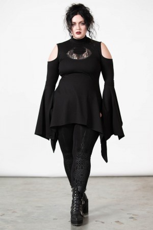 Killstar Moonshine Cold Shoulder Top Negros | 45386-JFPQ