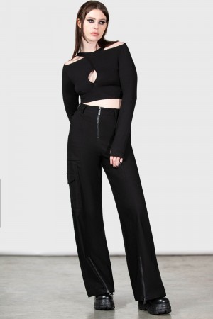Killstar Moray High Waisted Trousers Negros | 57184-FKNZ