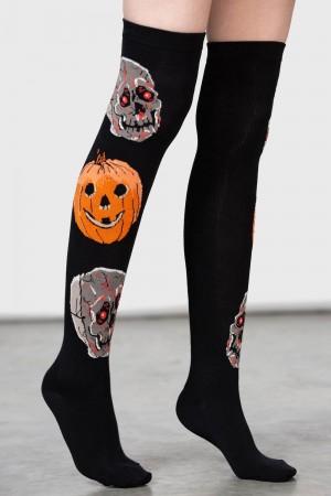 Killstar Morbid Over Knee Socks Negros | 37049-LPHW