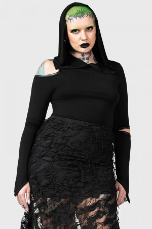 Killstar Morwen Encapuchado Top Negros | 04982-YBDE