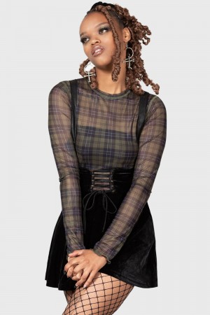 Killstar Moss Cover Mesh Top Verdes | 40635-SEBZ