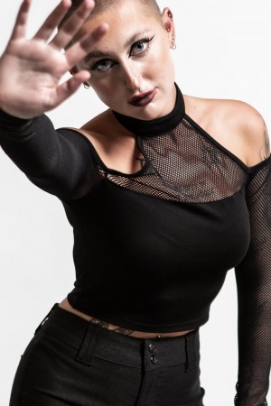 Killstar Nightcall Fishnet Top Negros | 10643-HENX