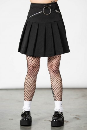 Killstar No Lip Plisado Skirt Negros | 53812-NBDT