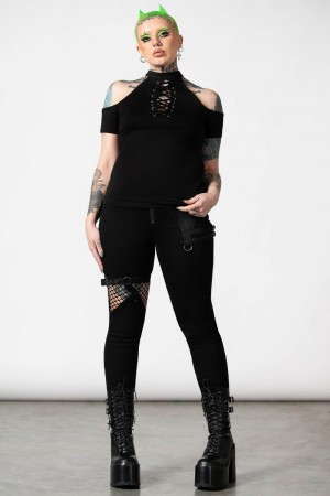 Killstar No Secrets Cap Sleeve Top Negros | 64150-IGXU