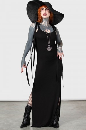 Killstar Old Ones Collumn Vestido Negros | 21360-KPIF