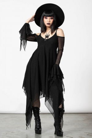 Killstar Omen Crush Vestido Negros | 39654-ITBU