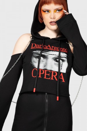 Killstar Opera Crop Hoodie Negros | 80956-TDMZ