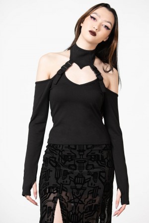 Killstar Oralia Cold Shoulder Top Negros | 85204-PDMC