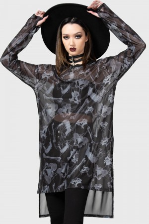 Killstar Ossuary Long Sleeve Top Negros | 01358-VBXQ