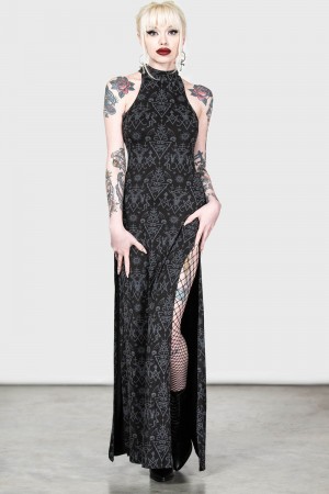 Killstar Over-Queen Maxi Vestido Negros | 96548-ZNYO