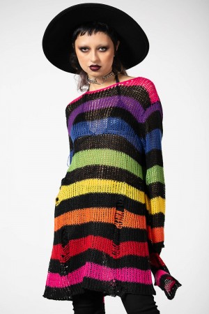 Killstar Over The Rainbow Knit Sueter Rainbow | 47591-QPJI