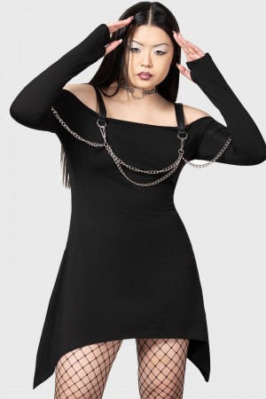 Killstar Pleasure & Chain Vestido Negros | 61358-GOZY
