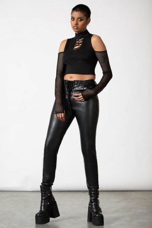 Killstar Primevil Encaje-Up Pants Negros | 65310-RAJN