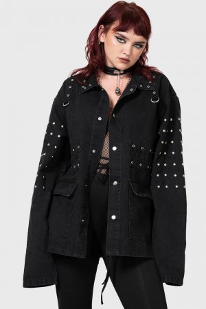 Killstar Punktured Shacket Negros | 78920-NCDK