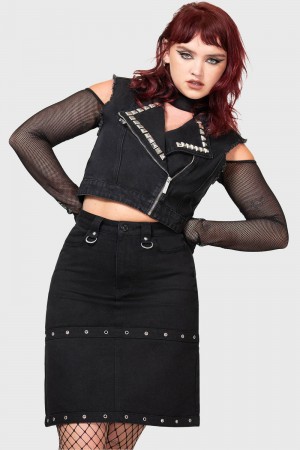 Killstar Punktured Skirt Negros | 94270-QNJW