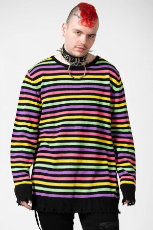 Killstar Rainbow Warrior Knit Sueter Rainbow | 57843-AORC
