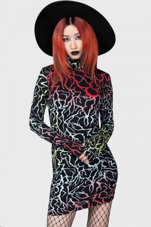 Killstar Raincloud Bodycon Vestido Negros | 83794-ALSW