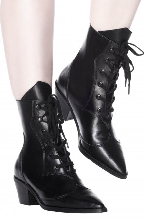 Killstar Raven Pointed-Puntera Bootie Negros | 58632-BWHG