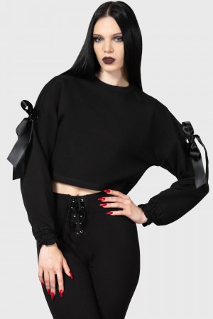 Killstar Ray Crop Sueter Negros | 41802-OHLQ