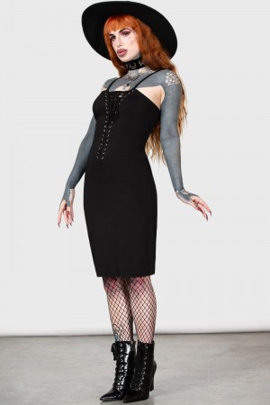 Killstar Reaping Hour Slip Vestido Negros | 41970-WJIB