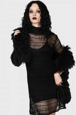 Killstar Rebecca's Rage Knit Vestido Negros | 17956-ZAQM