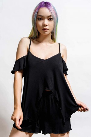 Killstar Rest Her Soul Lounge Set Negros | 12957-JTMF