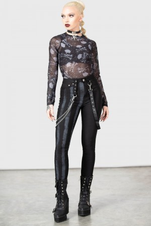 Killstar Ringmaster Trousers Negros | 15062-MTEG