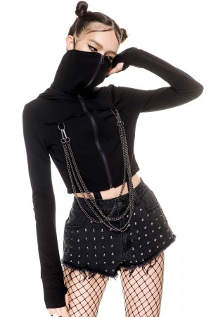 Killstar Rogue Masked Hoodie Negros | 51346-LZJB