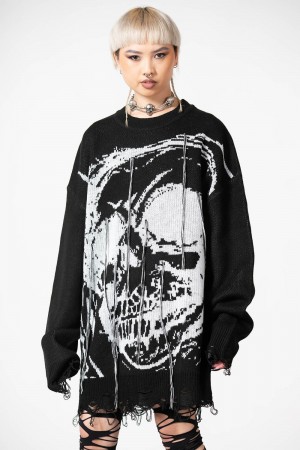 Killstar Ruined Relic Knit Sueter Negros | 20759-FAUO