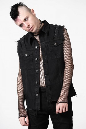 Killstar Ruse Denim Vest Negros | 51780-DRQY