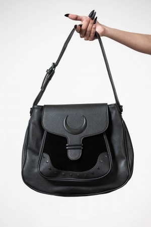 Killstar Sacred Moon Satchel Bag Negros | 26074-PBUL