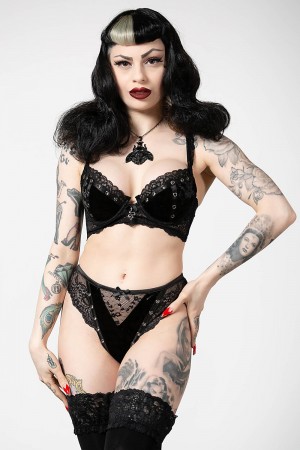 Killstar Sacred Spirits Velvet Panty [B] Negros | 61908-DAYQ