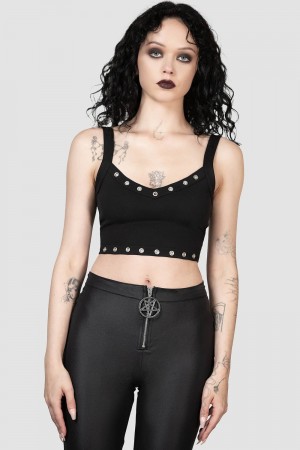 Killstar Scene Rivet Top Negros | 85267-JACZ